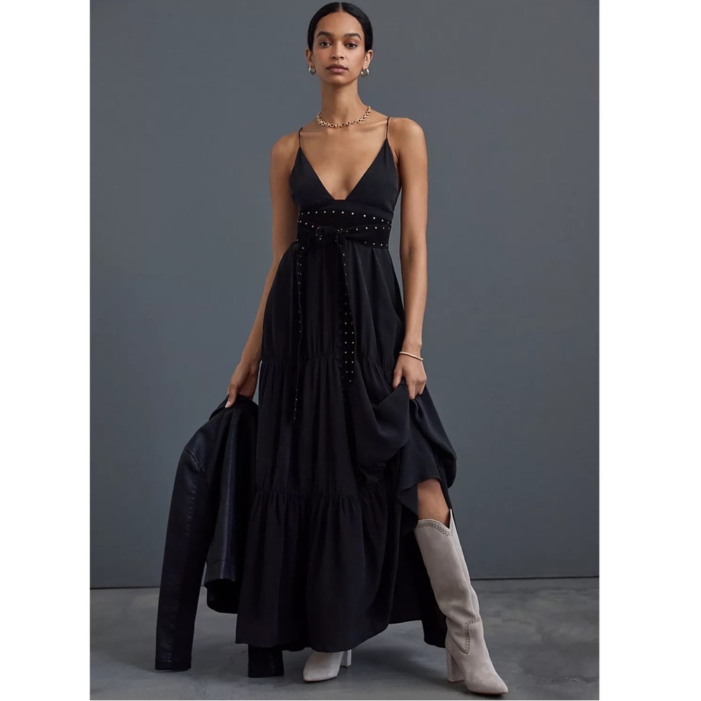 nwt ANTHROPOLOGIE | Silk Maxi Dress by Joslin | Black | size 10